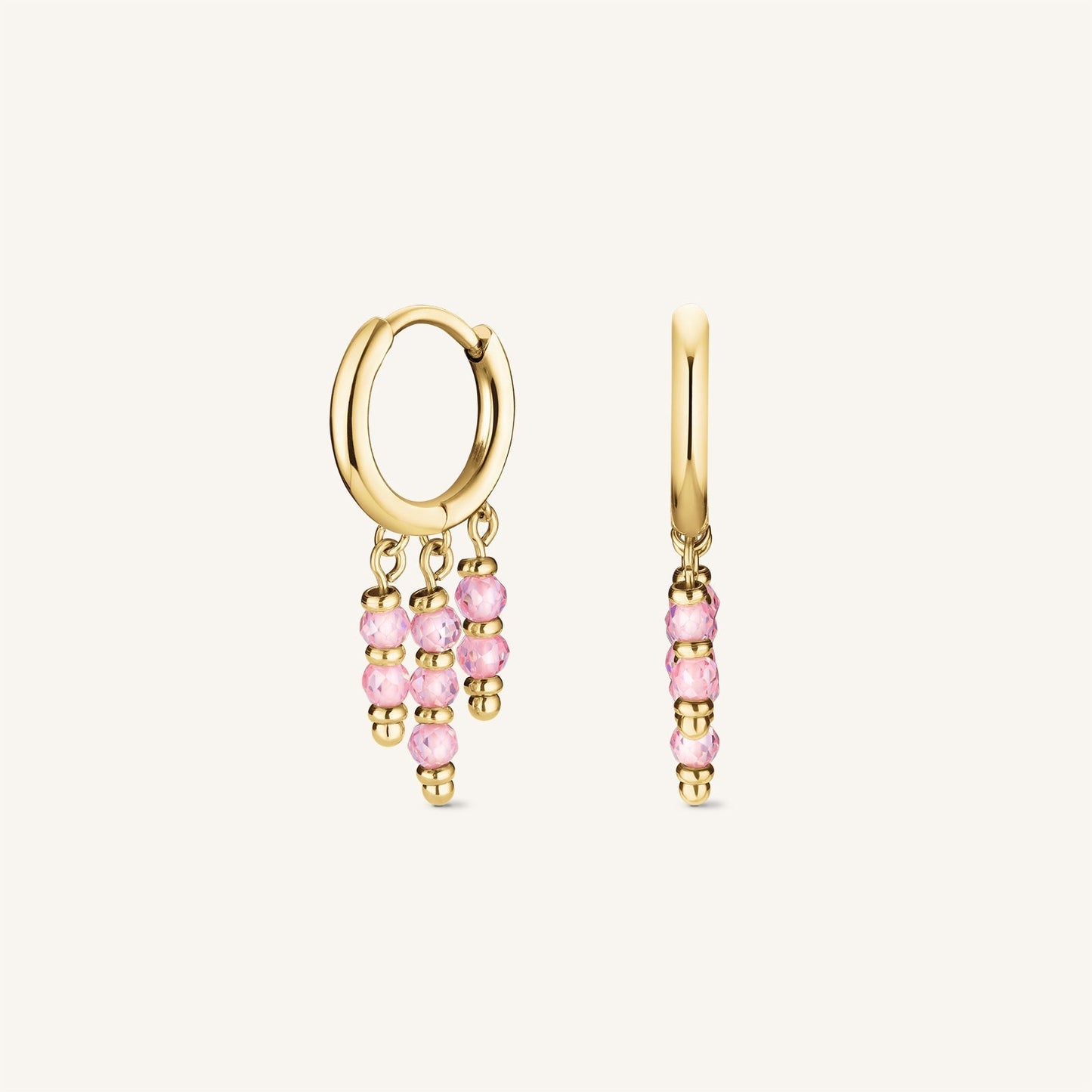 Créoles Pendantes à Perles Roses