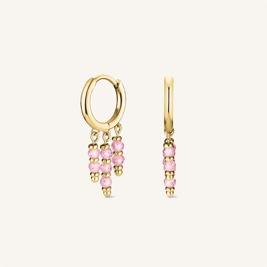 Créoles Pendantes à Perles Roses
