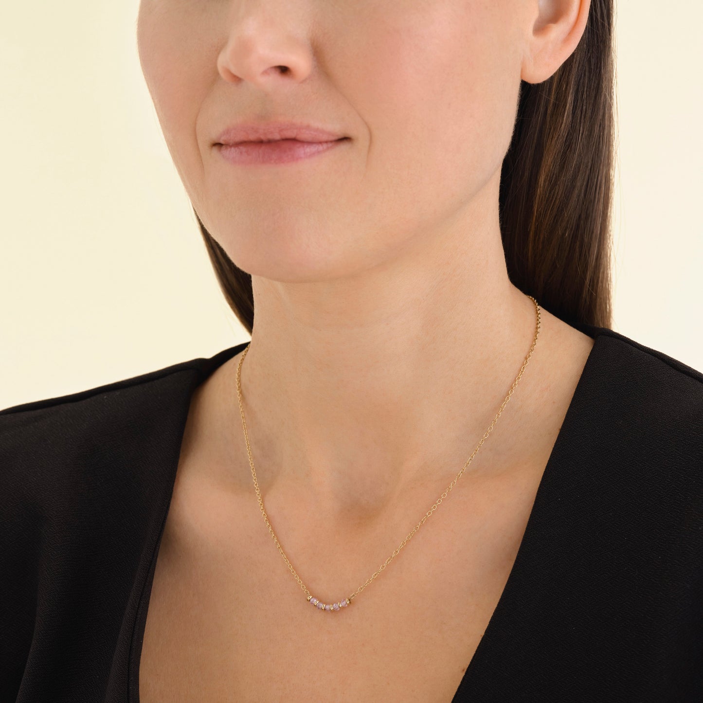 Collier de 5 pierres rose