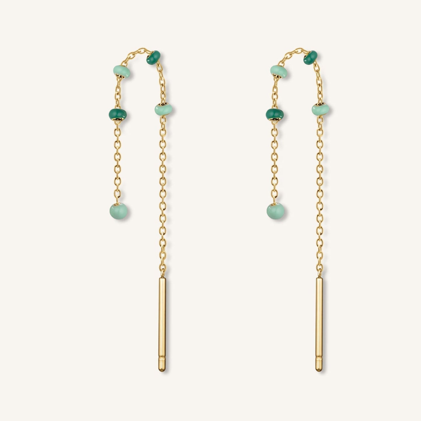 Boucles Longues Perles Émeraude