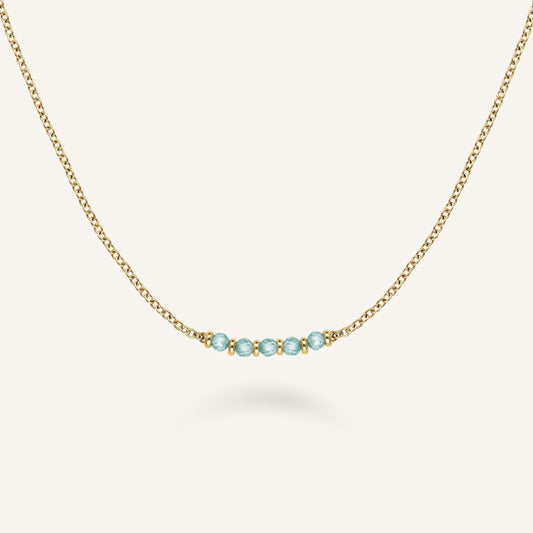 Collier 5 pierres bleu