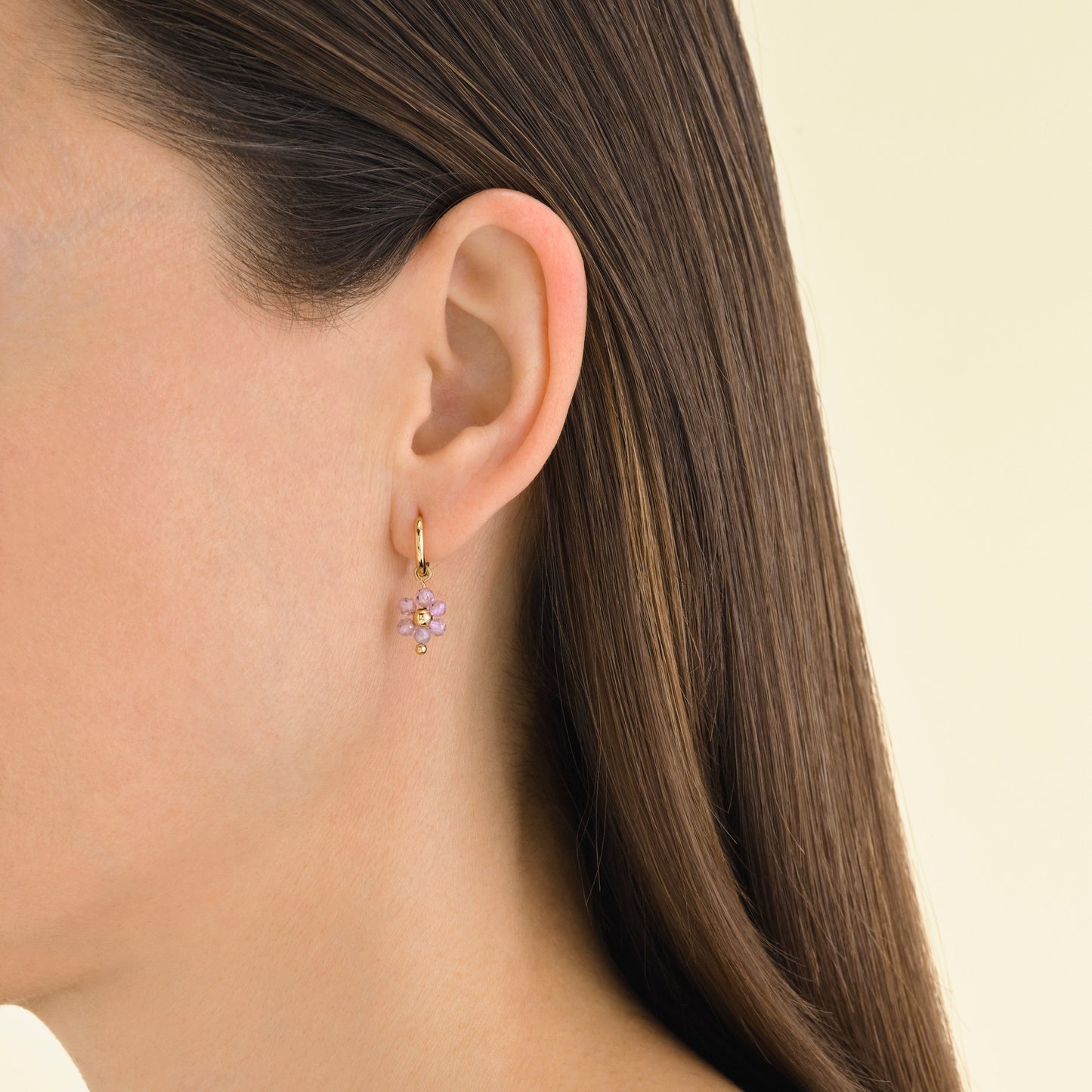 Boucle d'oreille fleur rose