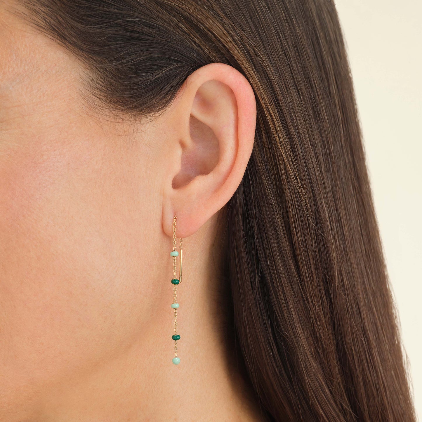 Boucles Longues Perles Émeraude