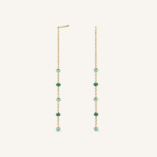 Boucles Longues Perles Émeraude