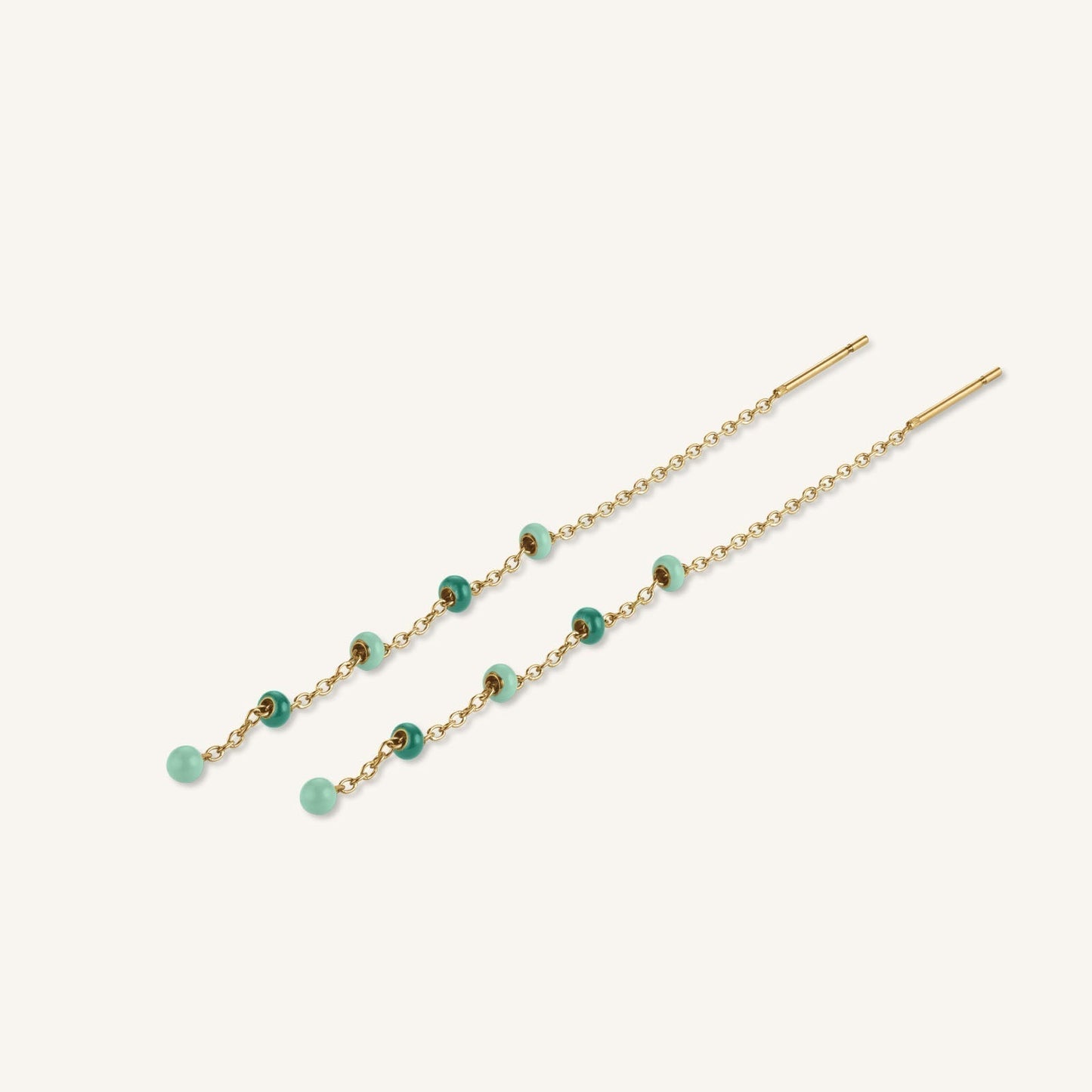 Boucles Longues Perles Émeraude