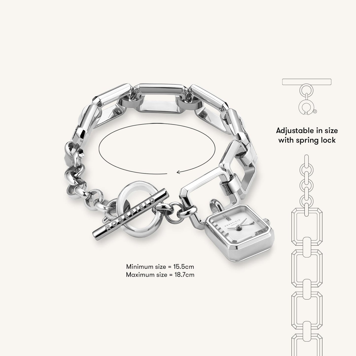 Octagon Charm Chain Argent