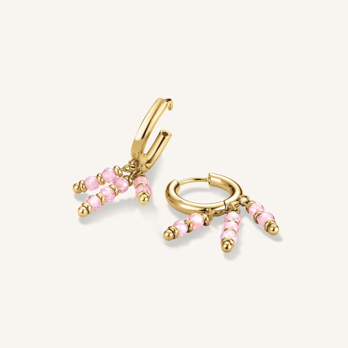 Créoles Pendantes à Perles Roses