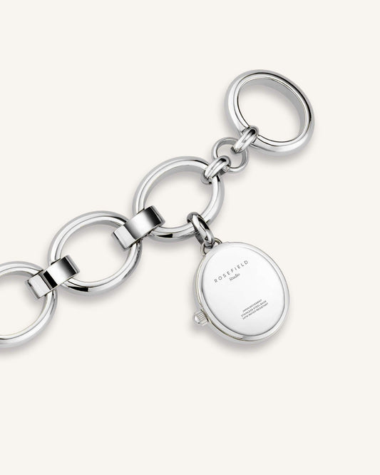 Oval Charm Chain Argent- Avec Gravure