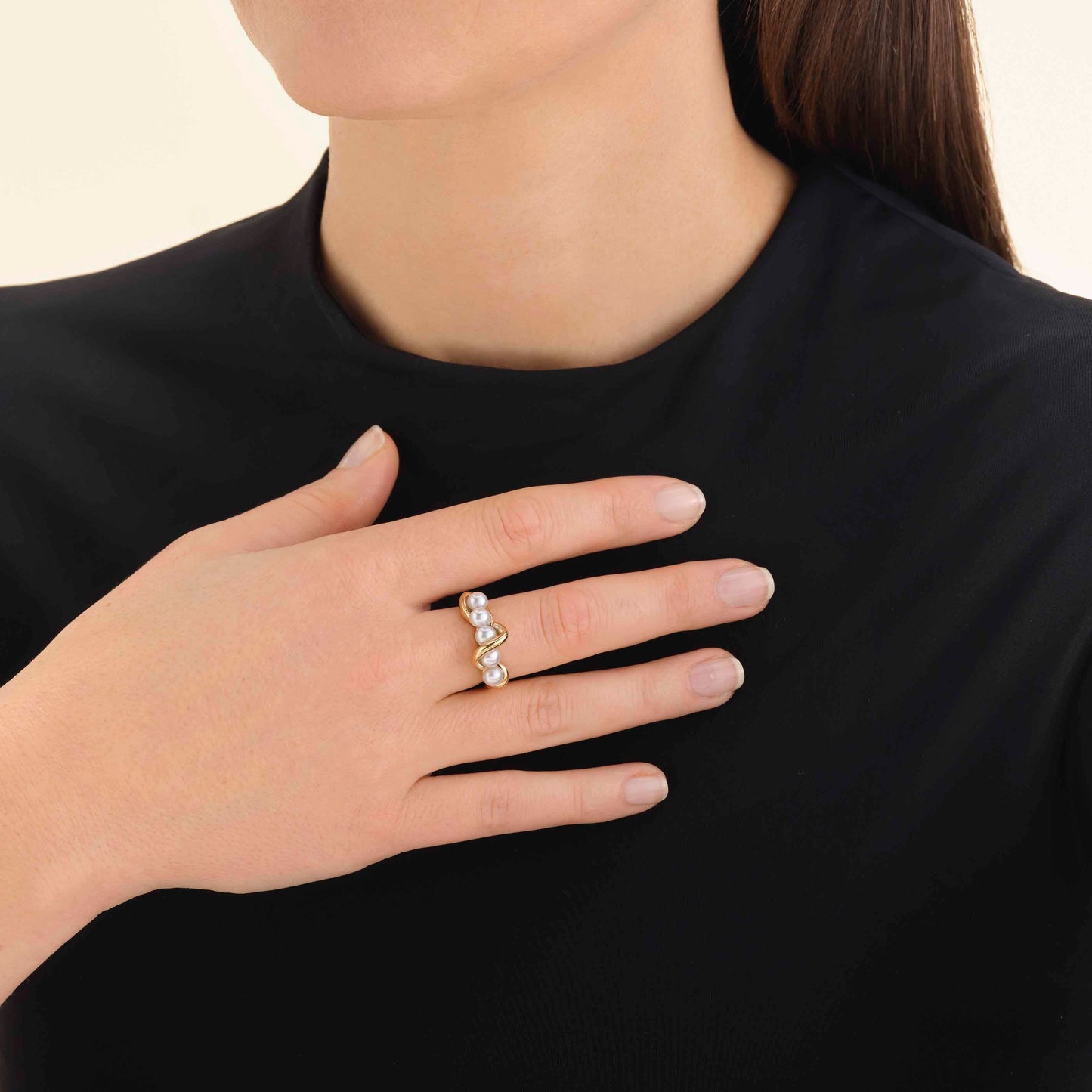 Bague perles enroulées