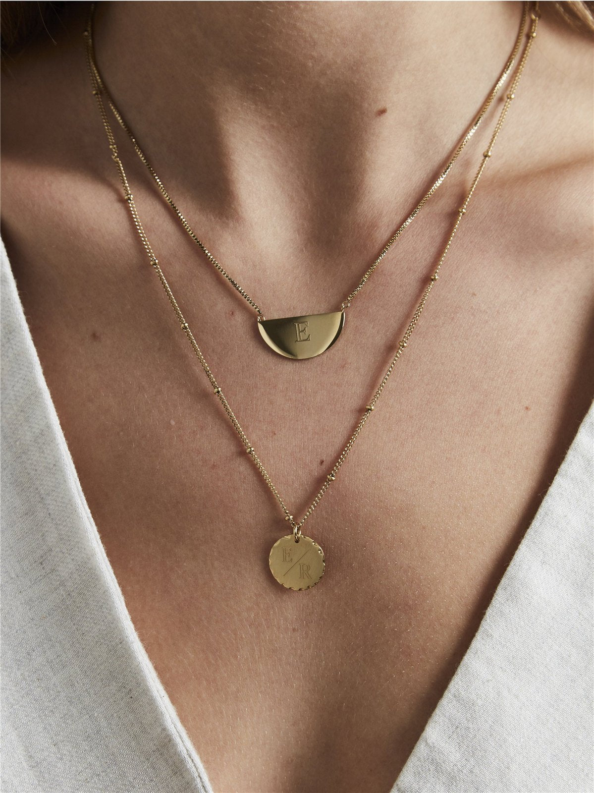 Collier Demi-Lune Avec Initiale