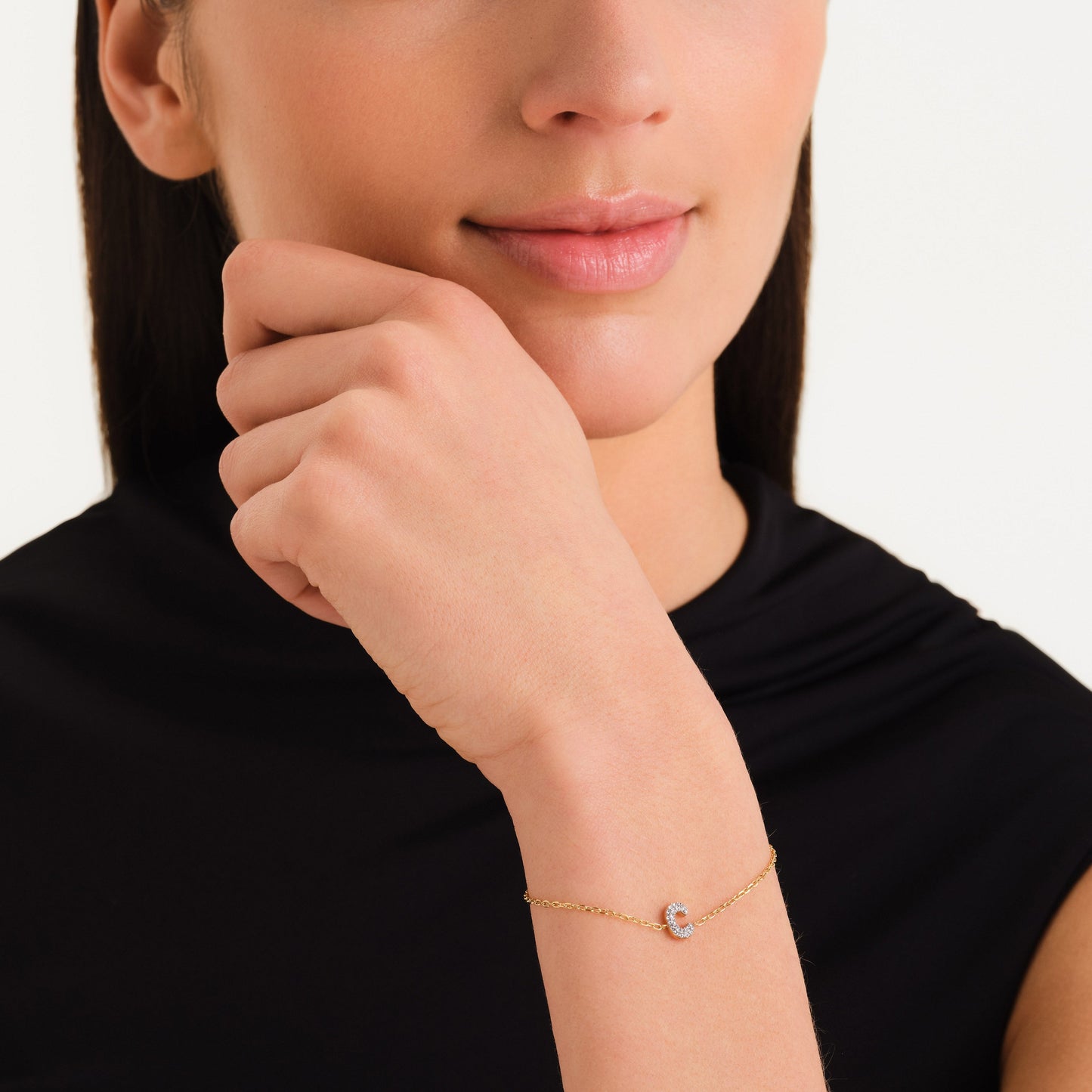 Bracelet lettre C avec cristaux