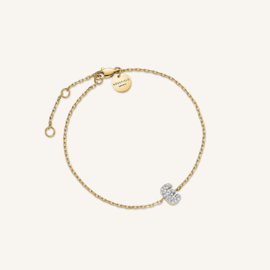 Bracelet lettre E avec cristaux
