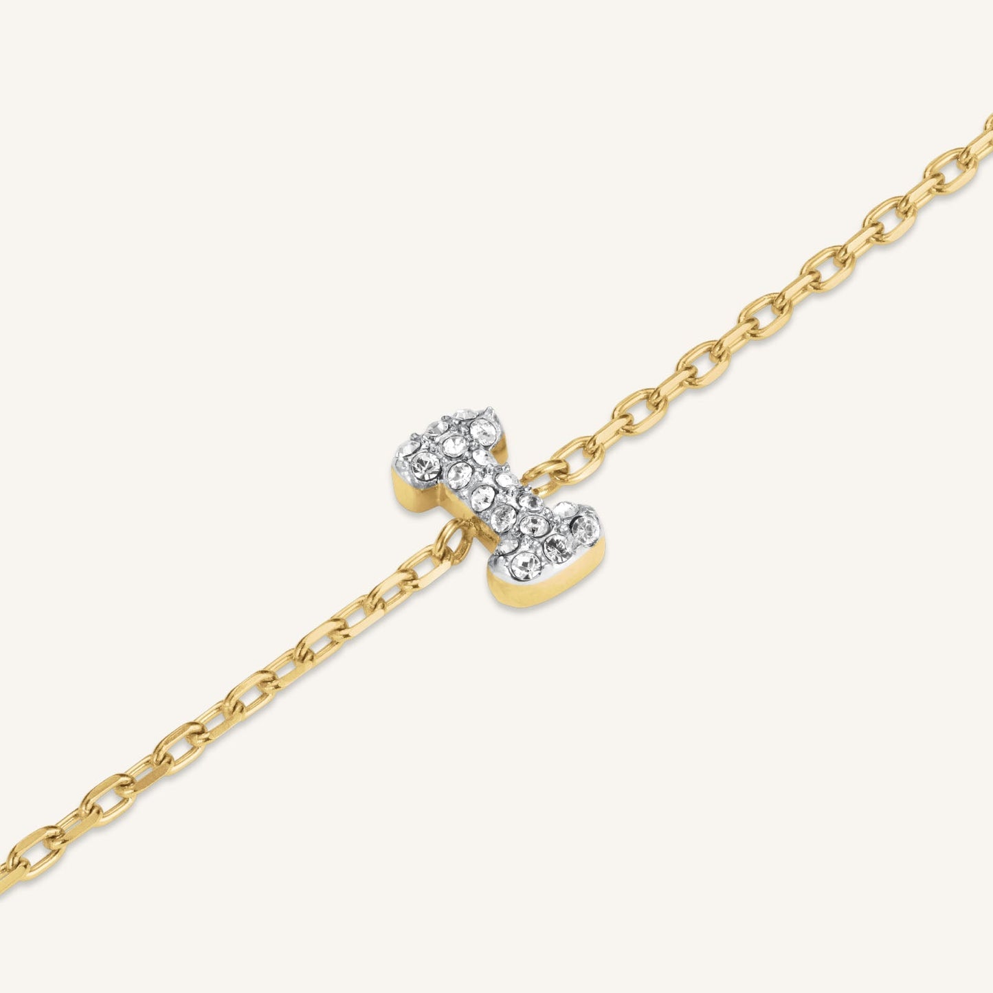 Bracelet lettre I avec cristaux