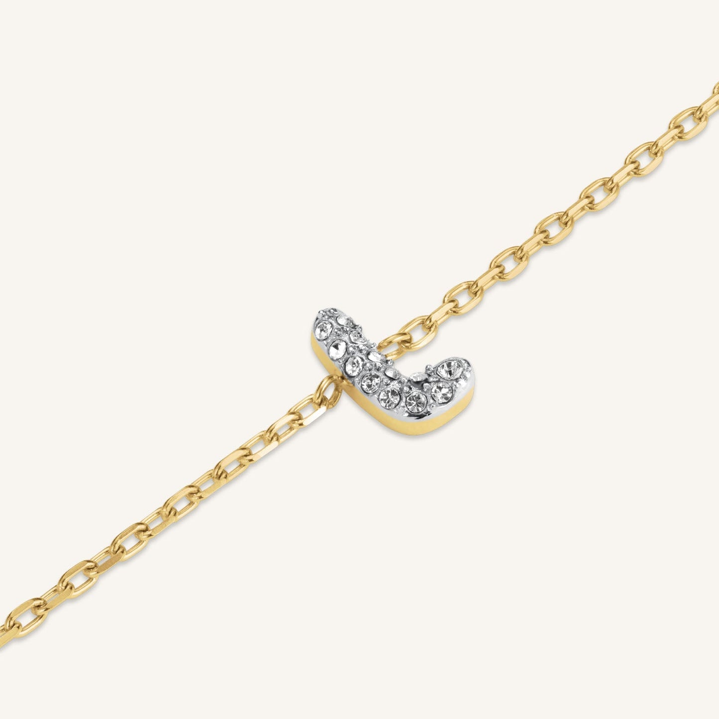 Bracelet lettre L avec cristaux