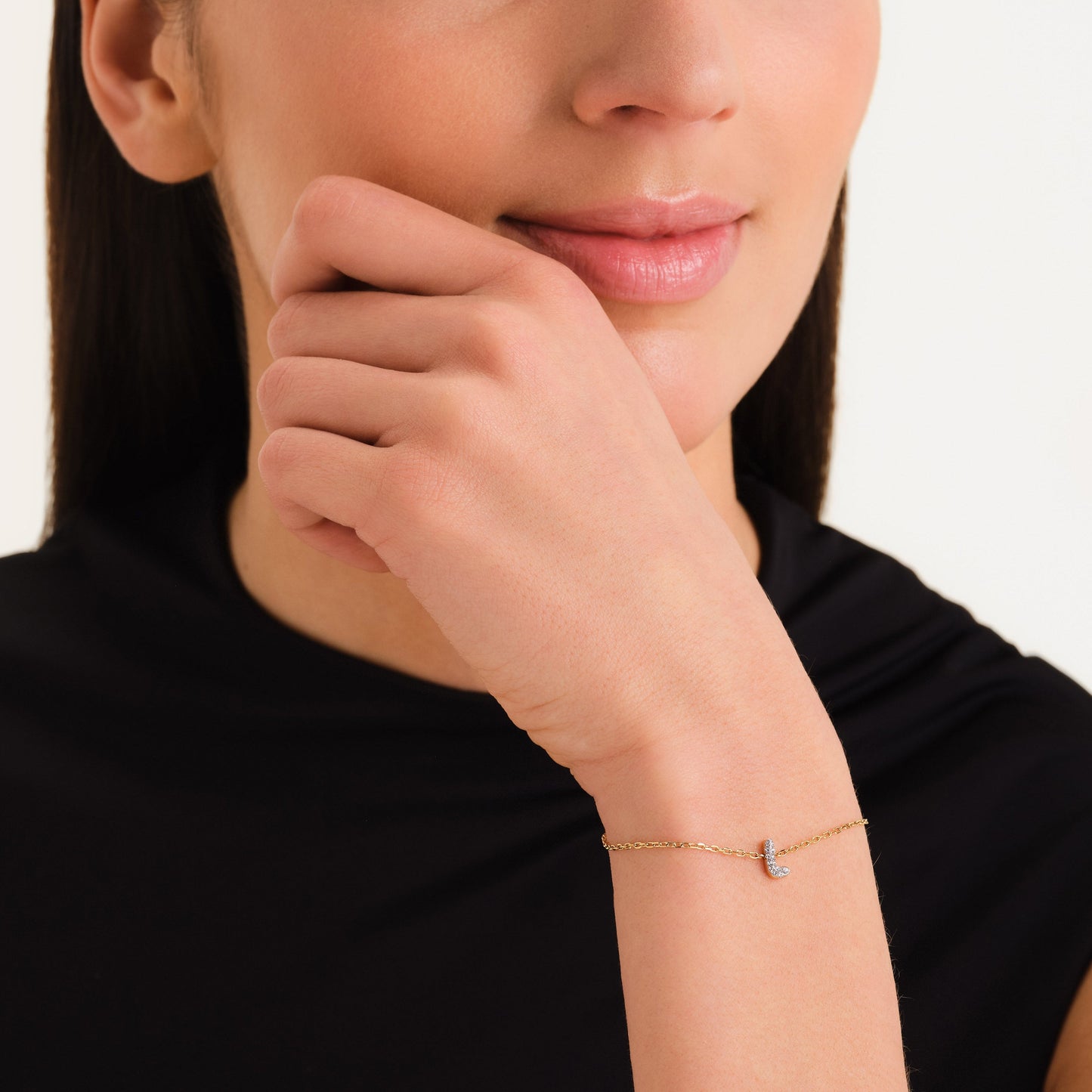 Bracelet lettre L avec cristaux