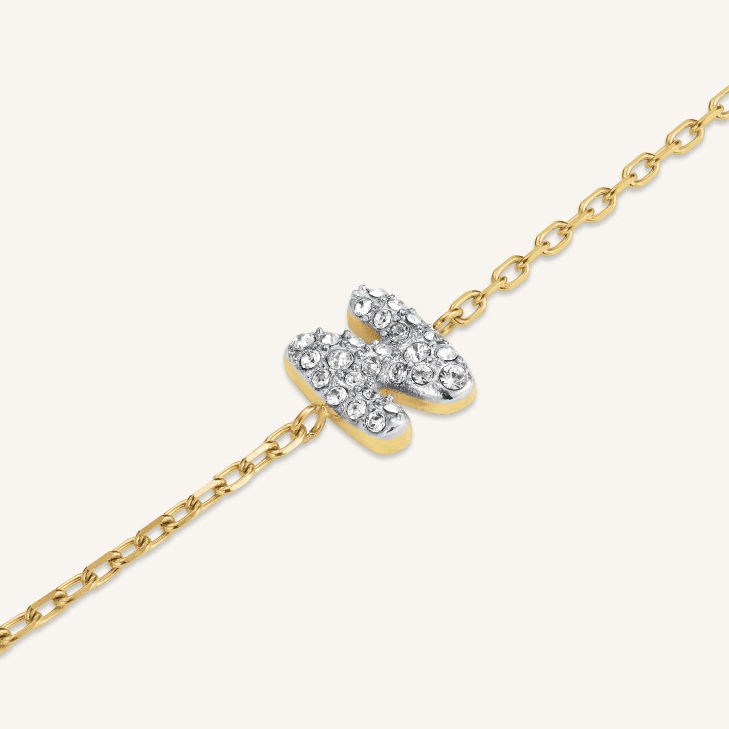 Bracelet lettre N avec cristaux