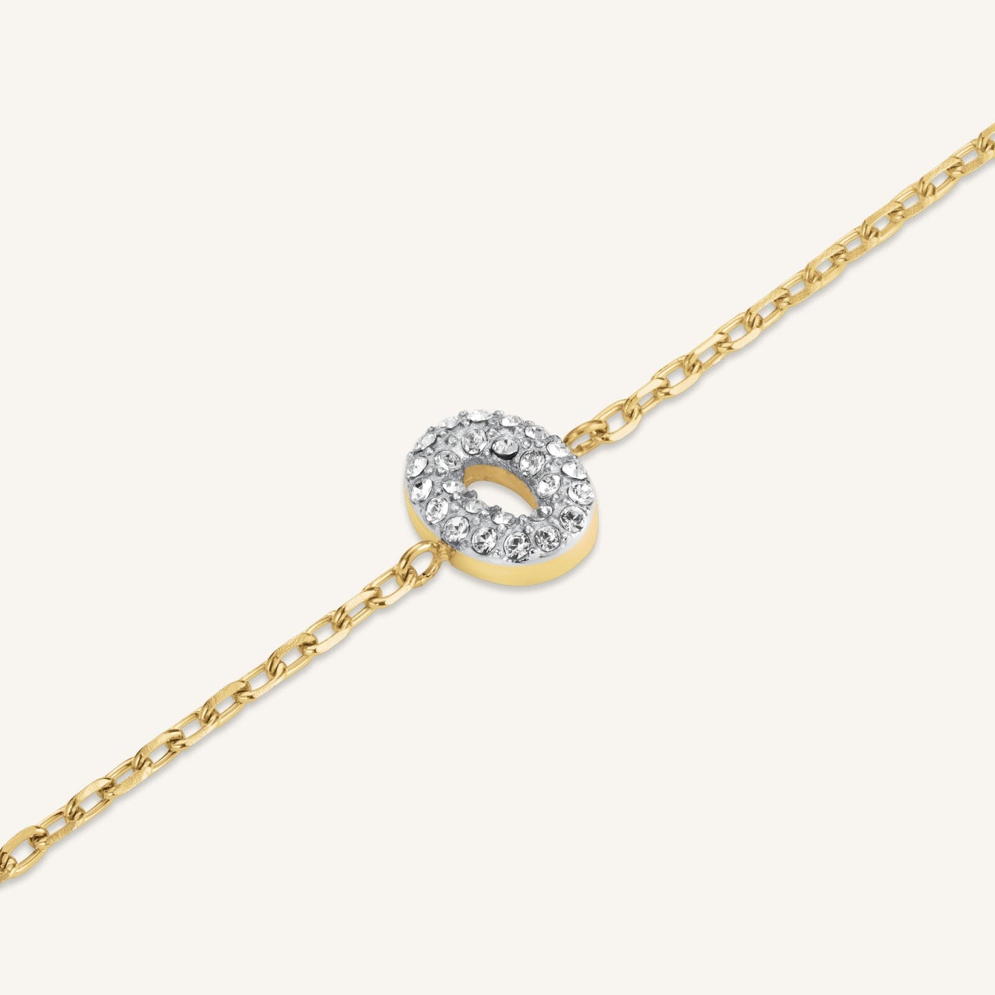 Bracelet lettre O avec cristaux