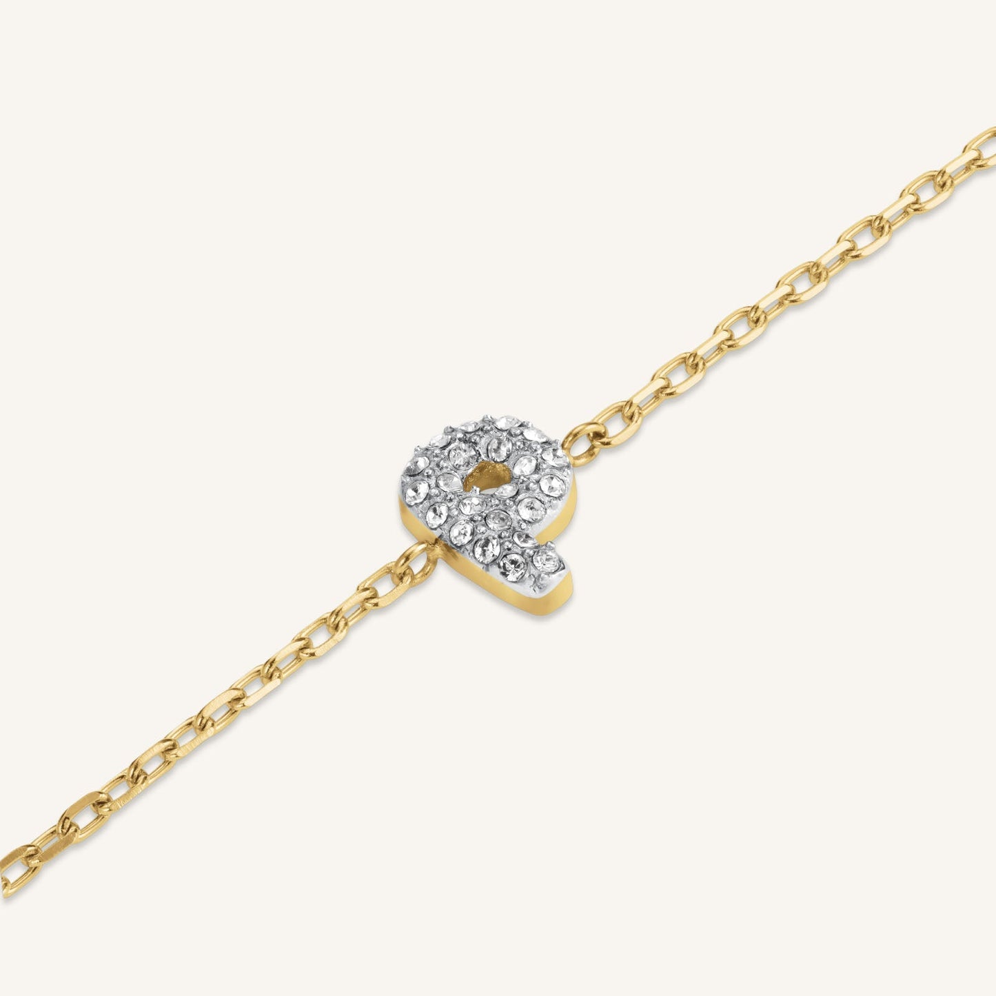 Bracelet lettre P avec cristaux