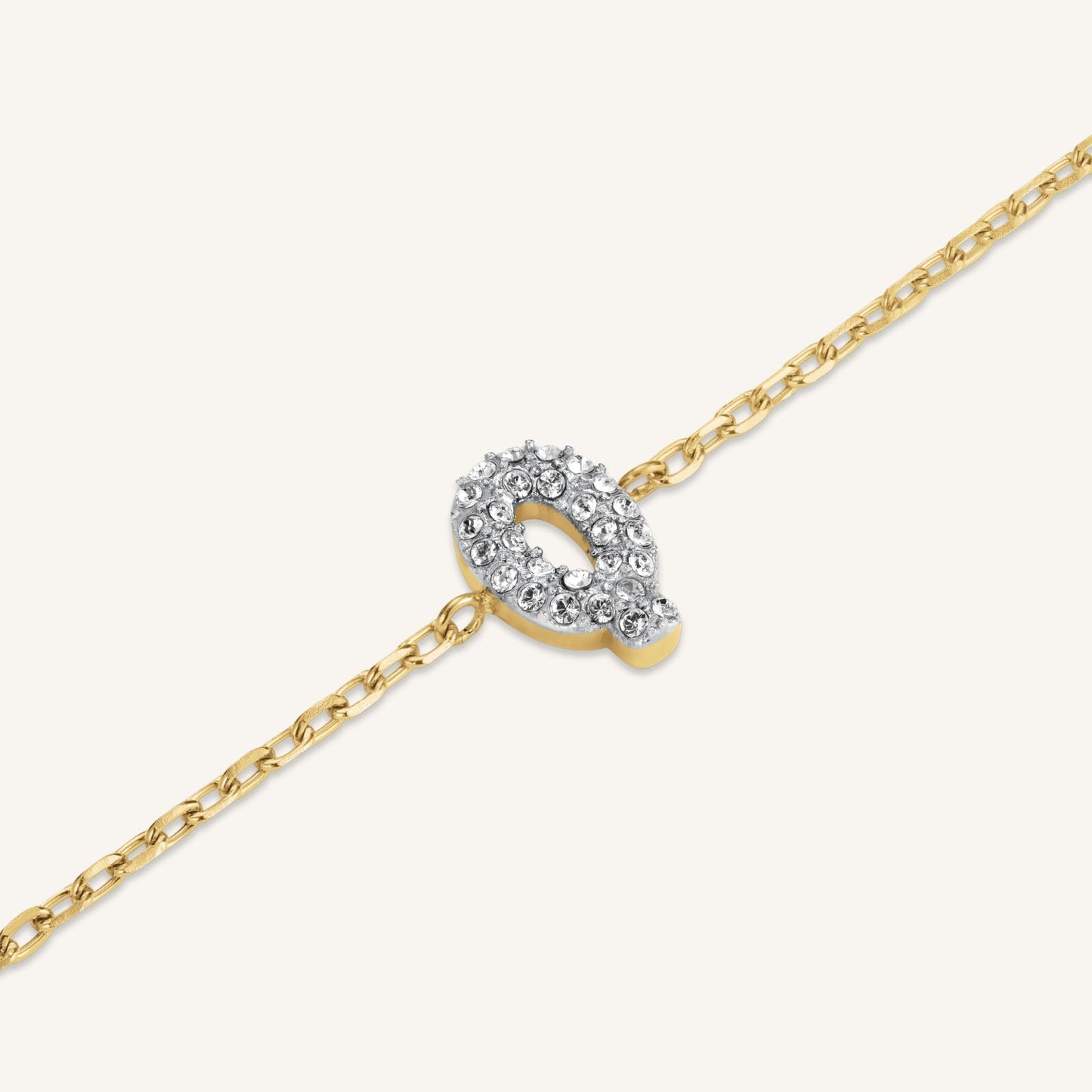 Bracelet lettre Q avec cristaux