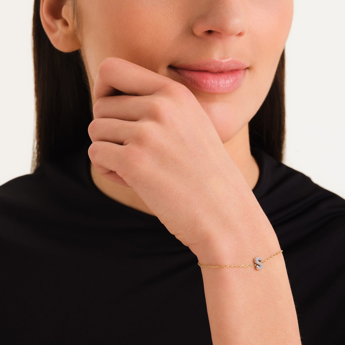 Bracelet lettre S avec cristaux