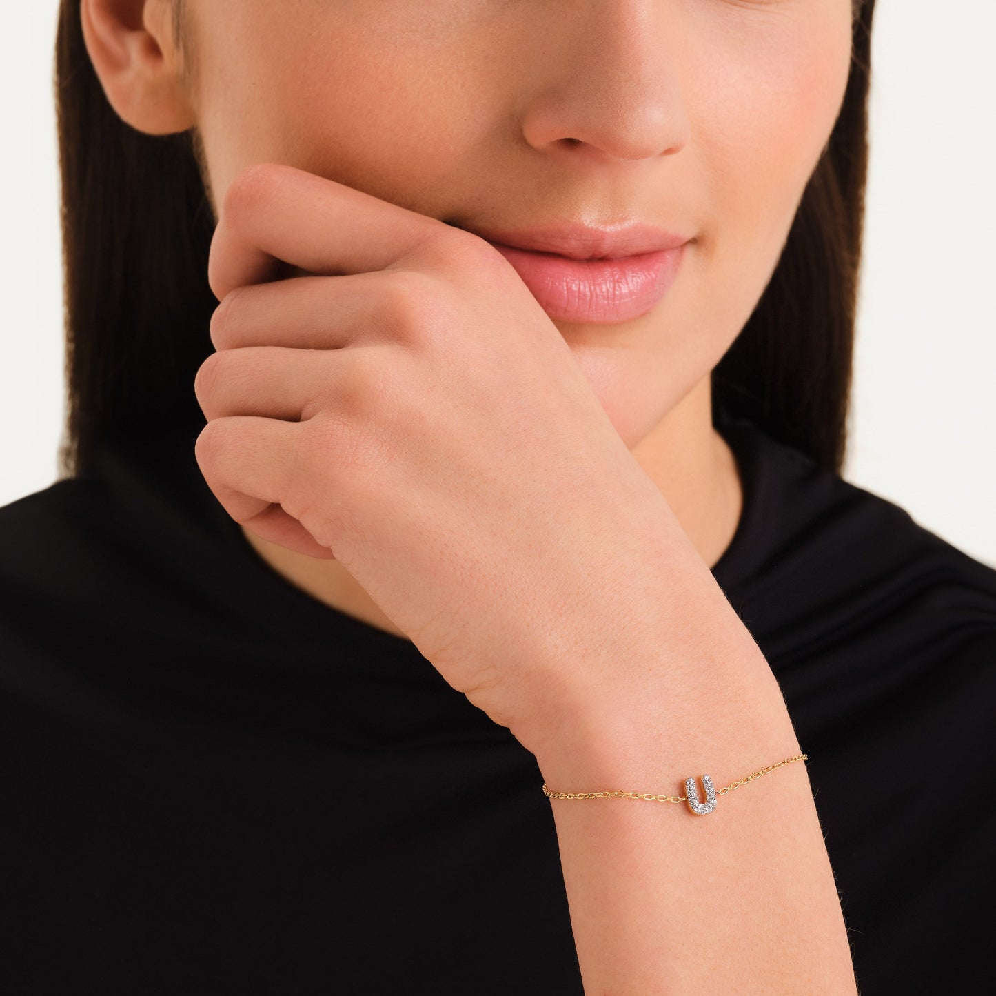 Bracelet lettre U avec cristaux