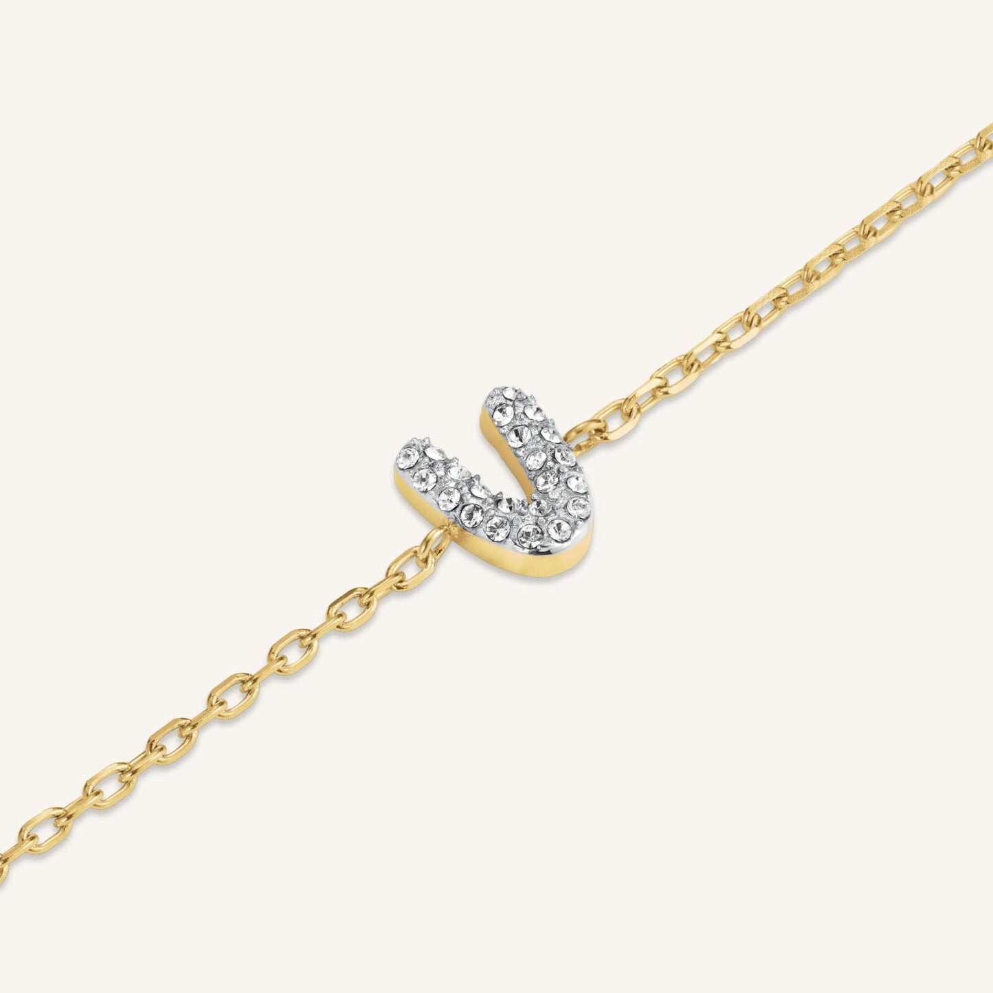 Bracelet lettre V avec cristaux