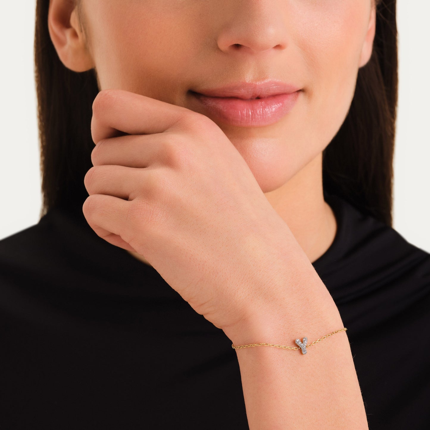 Bracelet lettre Y avec cristaux