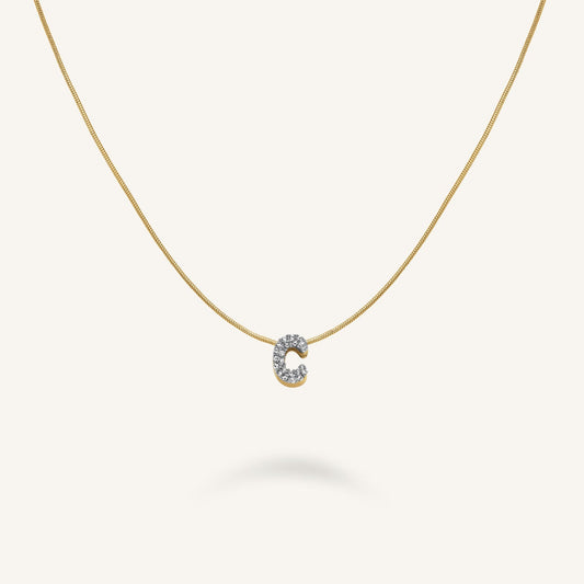 Collier lettre C avec cristaux