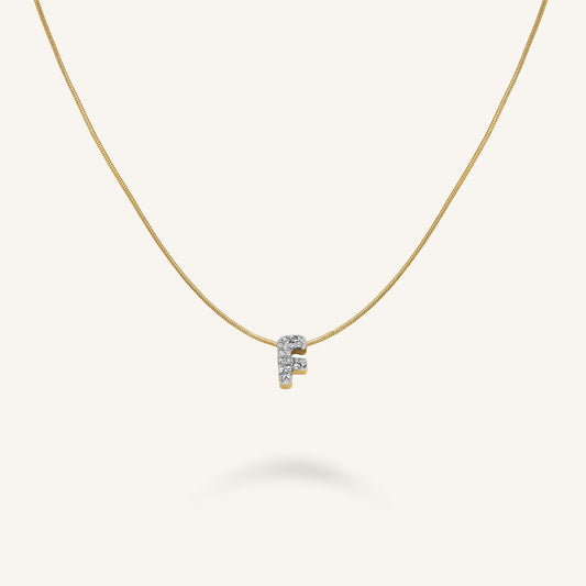 Collier lettre F avec cristaux