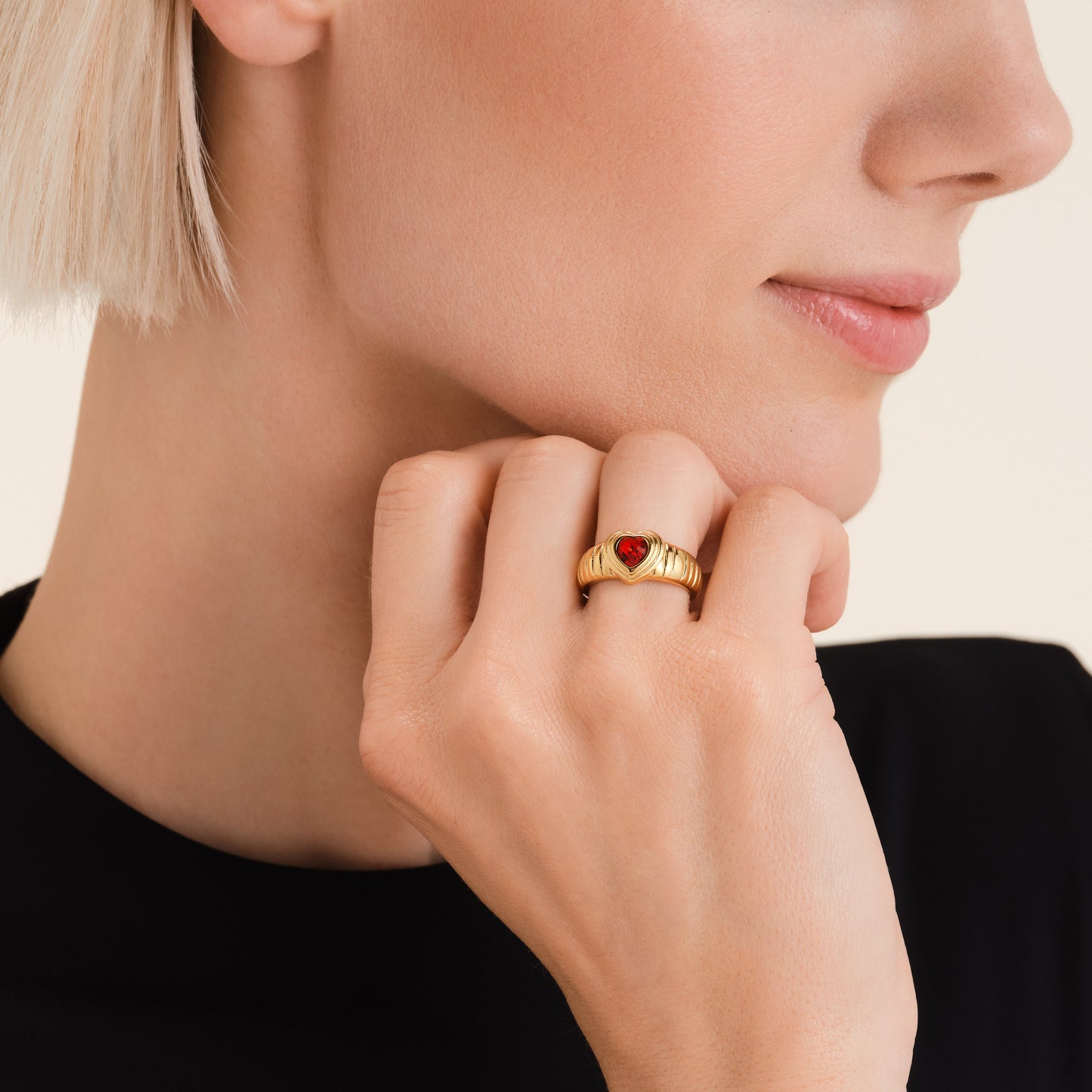 Bague Striée Cœur