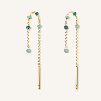 Boucles Longues Perles Émeraude