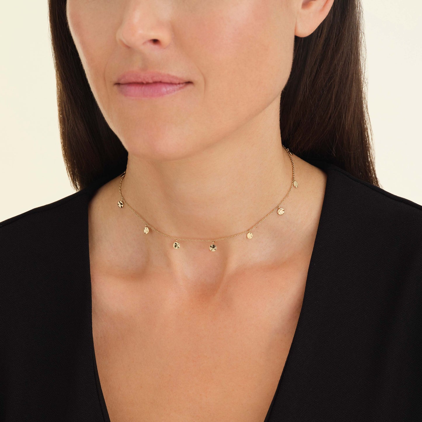 Collier Breloques Martelées Or