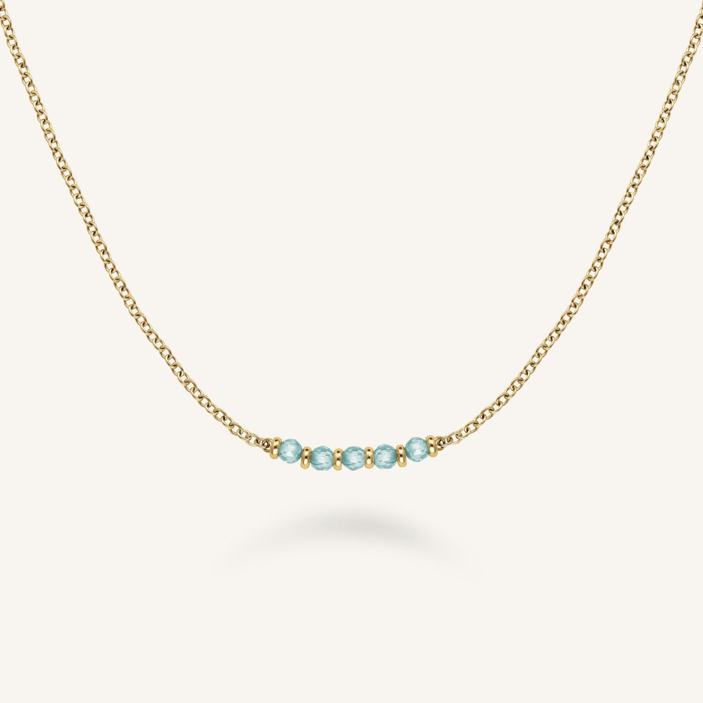 Collier 5 pierres bleu