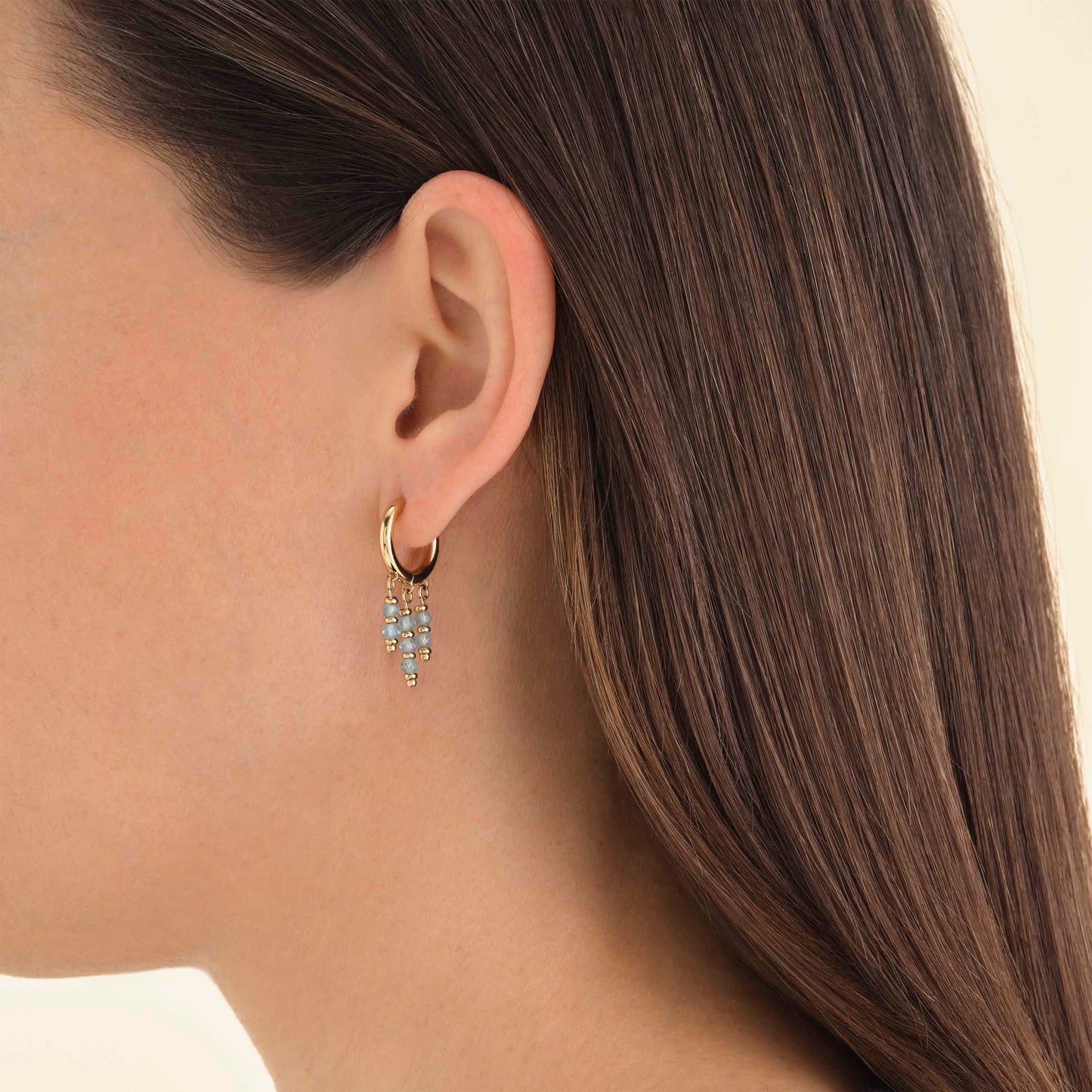 Créoles Pendantes à Perles Bleues