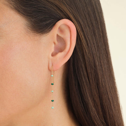 Boucles Longues Perles Émeraude