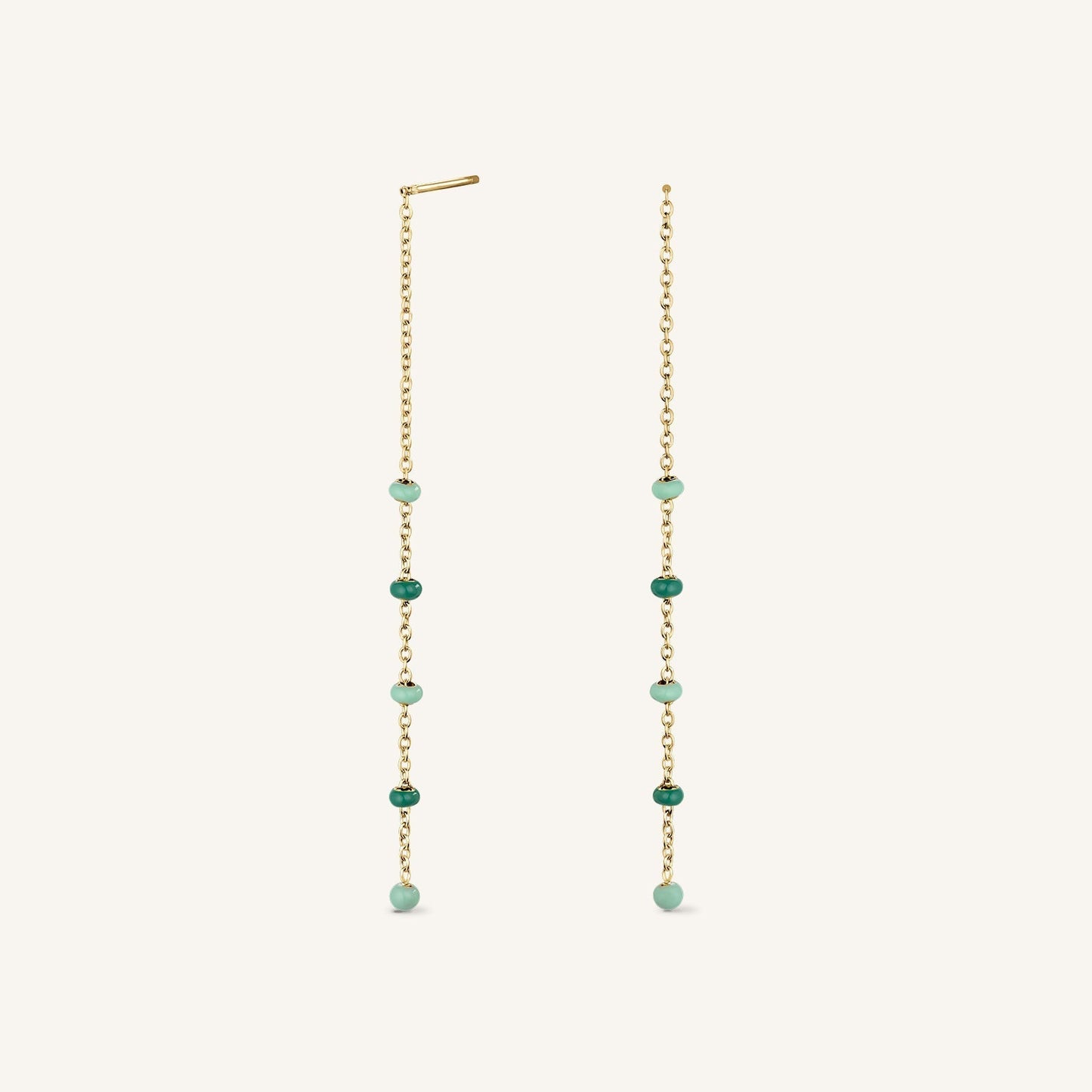 Boucles Longues Perles Émeraude