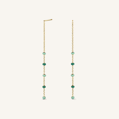 Boucles Longues Perles Émeraude