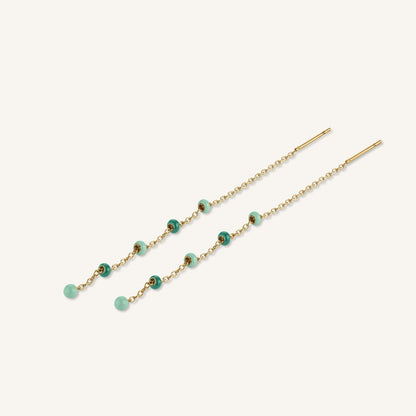 Boucles Longues Perles Émeraude