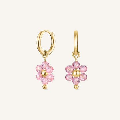 Boucle d'oreille fleur rose