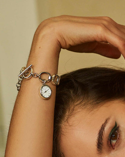 Oval Charm Chain Argent