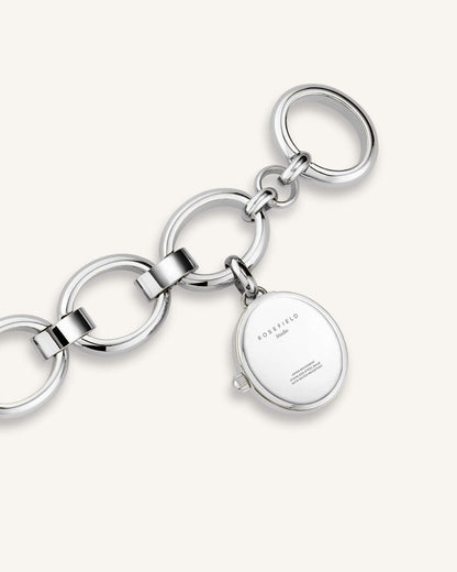 Oval Charm Chain Argent- Avec Gravure