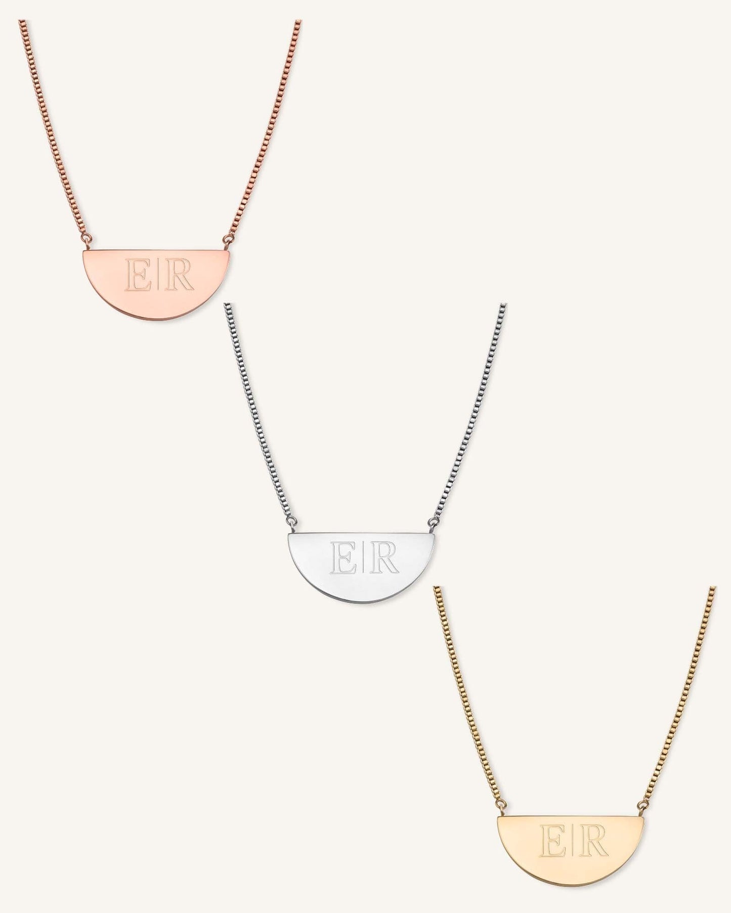 Collier Demi-Lune Avec Initiale