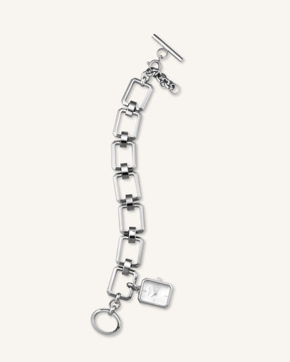 Octagon Charm Chain Argent - Avec Gravure