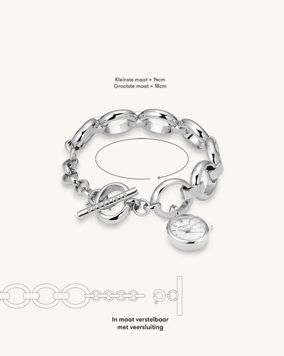 Oval Charm Chain Argent- Avec Gravure