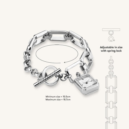 Octagon Charm Chain Argent - Avec Gravure