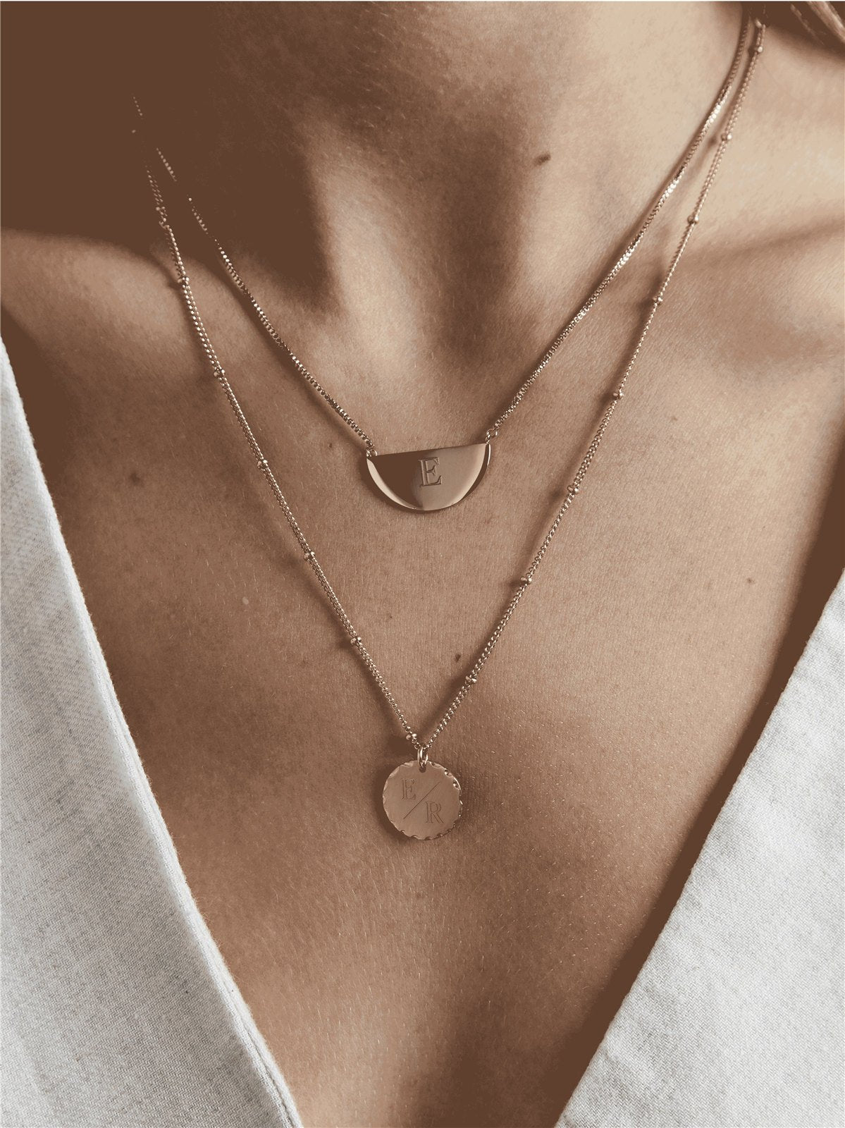 Collier Demi-Lune Avec Initiale