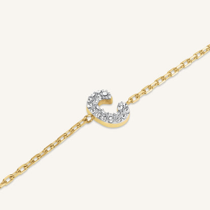 Bracelet lettre C avec cristaux
