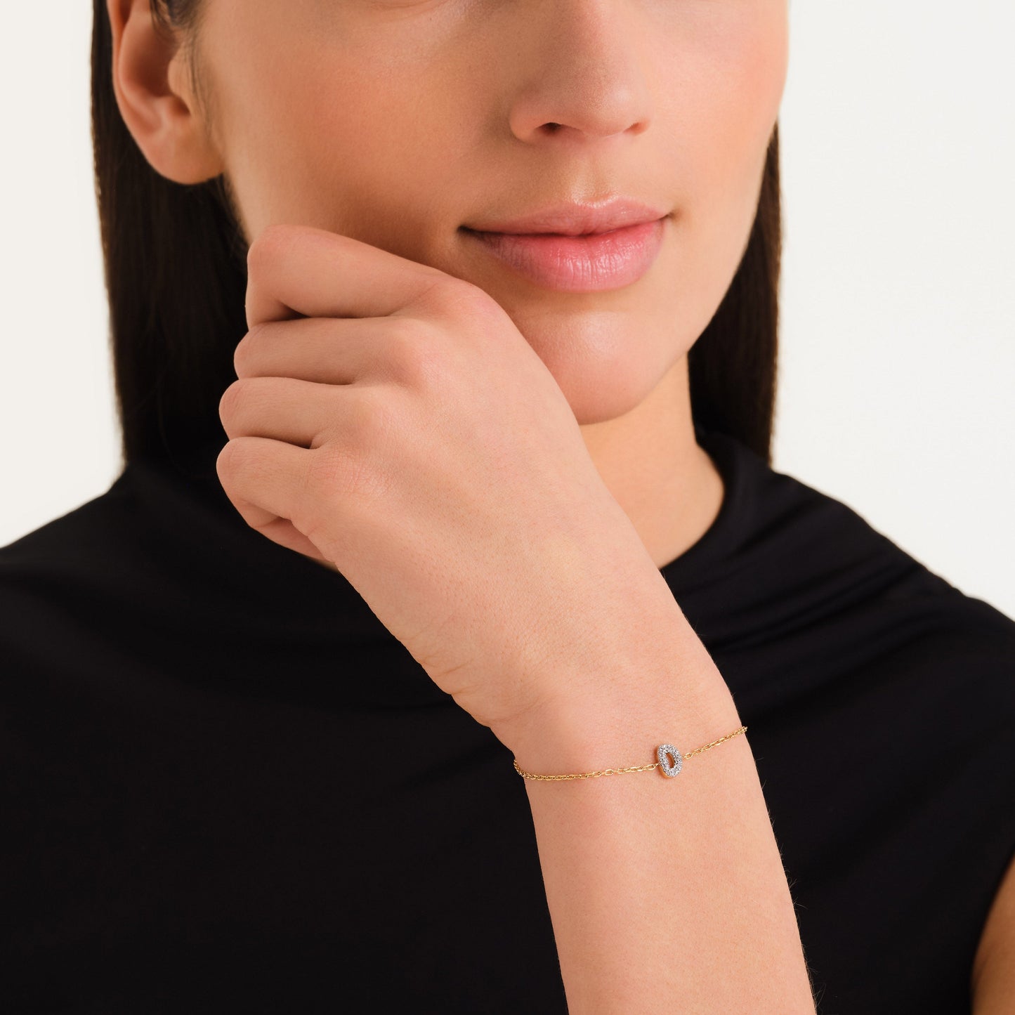 Bracelet lettre D avec cristaux