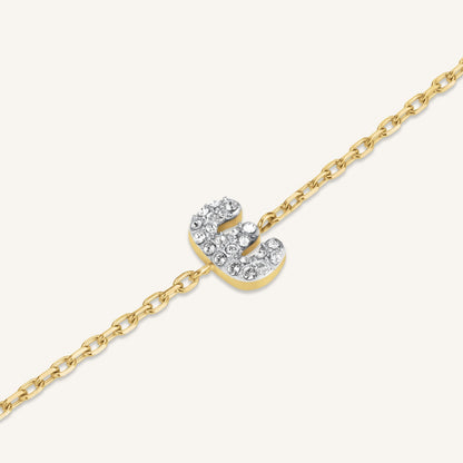 Bracelet lettre E avec cristaux
