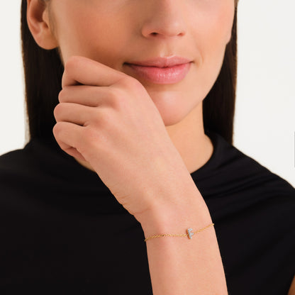 Bracelet lettre F avec cristaux